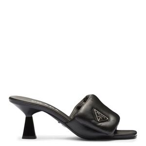 PRADA Soft Padded Nappa 65mm Leather Mule Sandals Black 36 Women